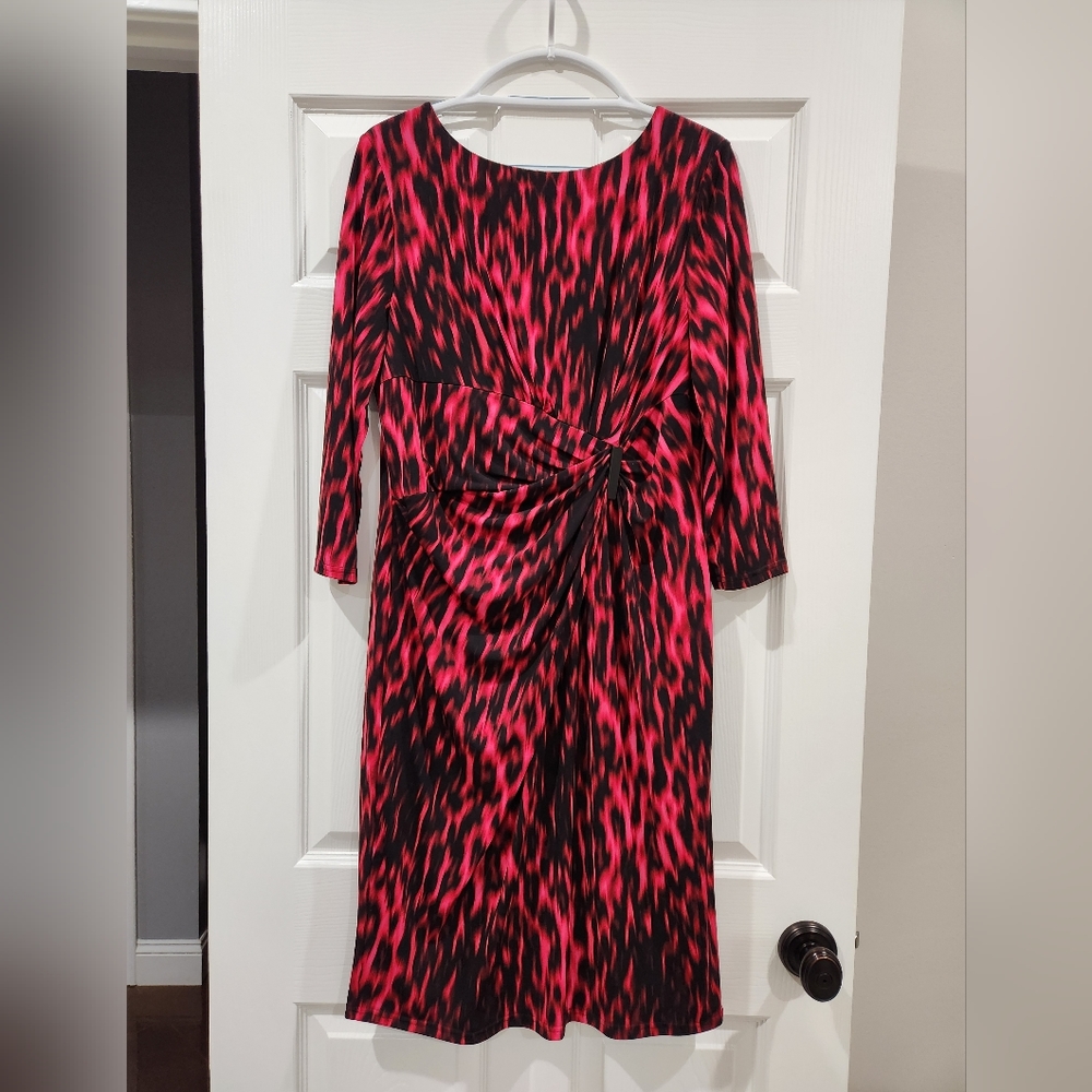 NWOT Gina Bacconi Red Black Faux Wrap Dress